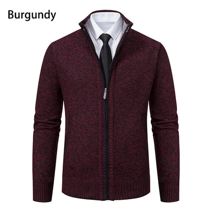 Autumn And Winter New Jersey Men's Casual Sports Coat Solid Color Stand Collar