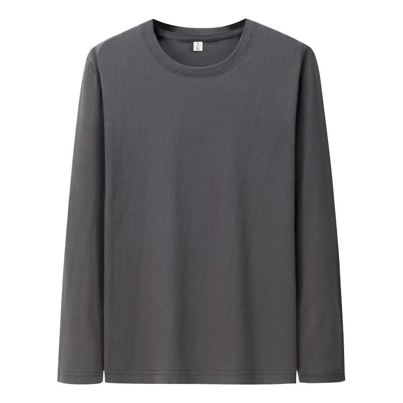 T Shirt For Men Cotton Long Sleeve T-shirts Solid Color Men's Clothing Full