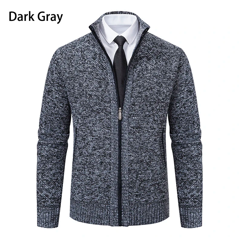 Autumn And Winter New Jersey Men's Casual Sports Coat Solid Color Stand Collar