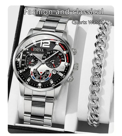 New Hot Watches Fashion Men Stainless Steel Watch Luxury Calendar Quartz