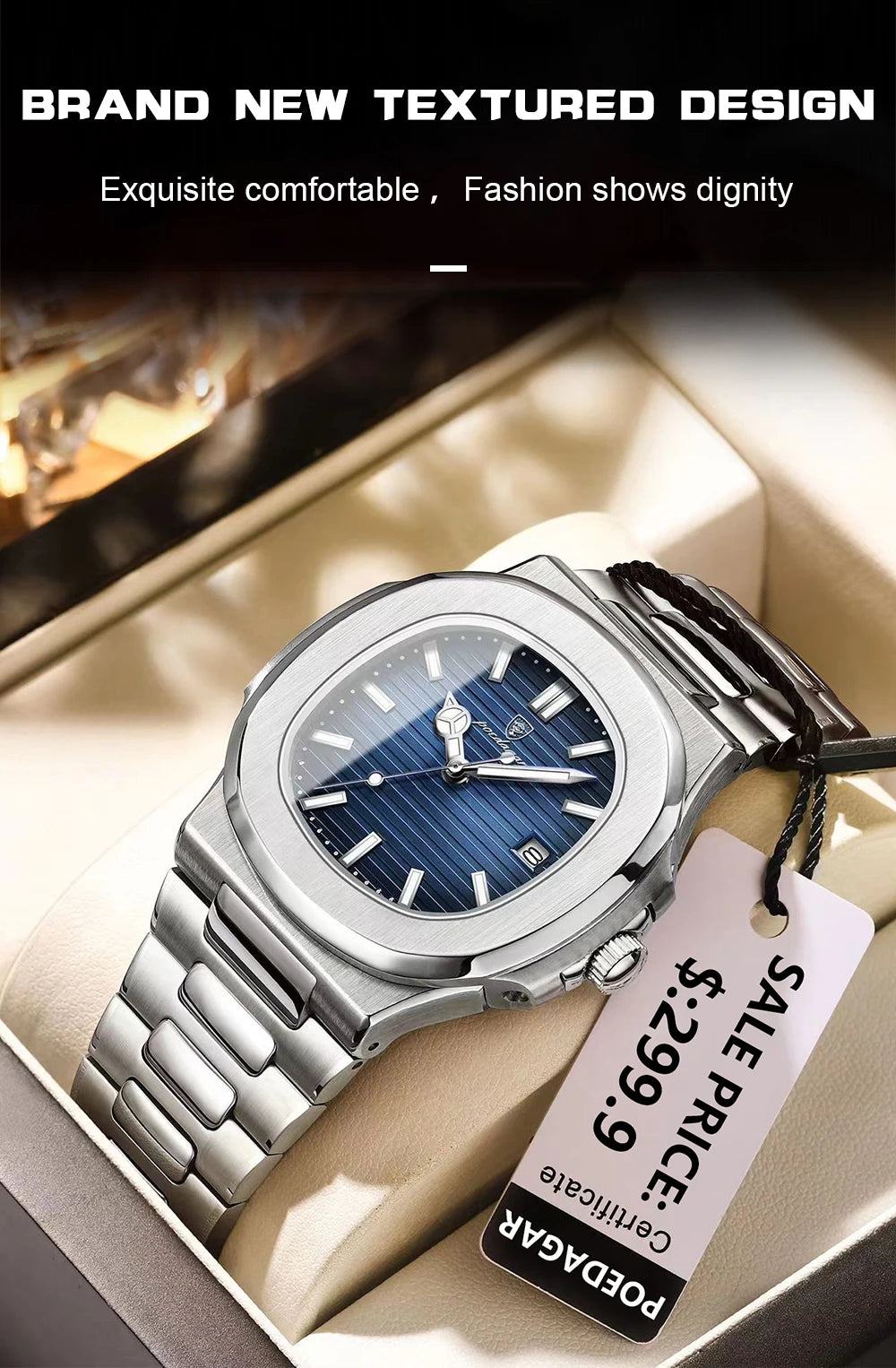 2023 New POEDAGAR Luxury Watch Business Waterproof Male Clock Luminous Date