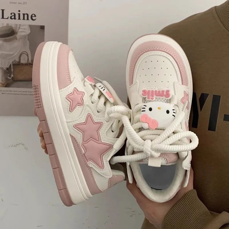 New Korean Shoes Kawaii Pink Platform Sneakers Women Vintage Vulcanize Spring