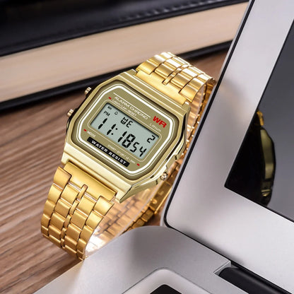 2024 Digital Watches For Men Sports Waterproof Bracelet Clock Gold Electronice