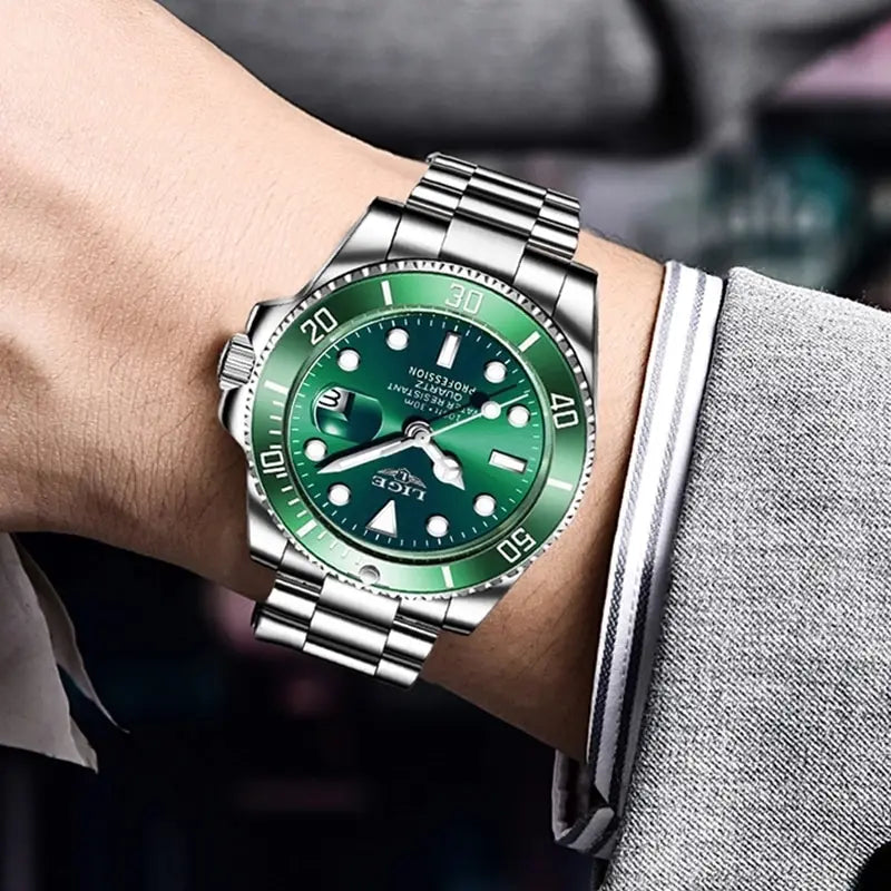 LIGE Top Brand Luxury Fashion Diver Watch Men 30ATM Waterproof Date Clock