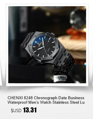 CHENXI 8222 Men's Quartz Watch Luxury Stainless Steel Wristwatch Waterproof