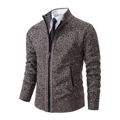 Autumn And Winter New Jersey Men's Casual Sports Coat Solid Color Stand Collar