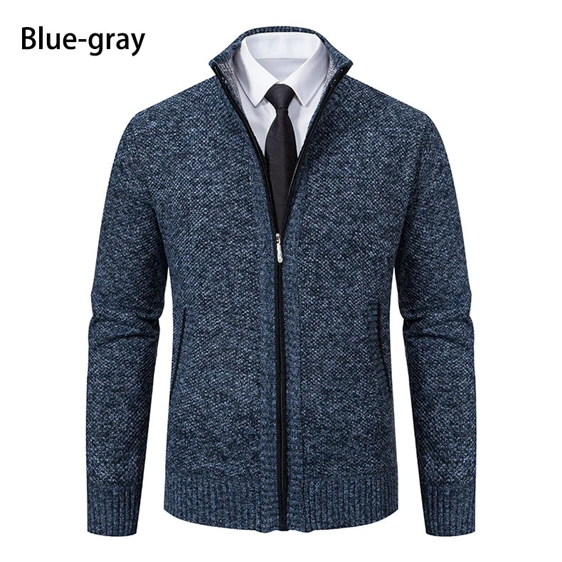 Autumn And Winter New Jersey Men's Casual Sports Coat Solid Color Stand Collar