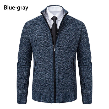 Autumn And Winter New Jersey Men's Casual Sports Coat Solid Color Stand Collar