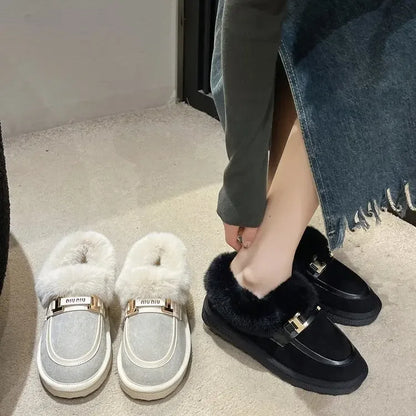 Thickened Fleece-lined Women's Outerwear Snow Boots Anti-slip Warm Cotton Shoes