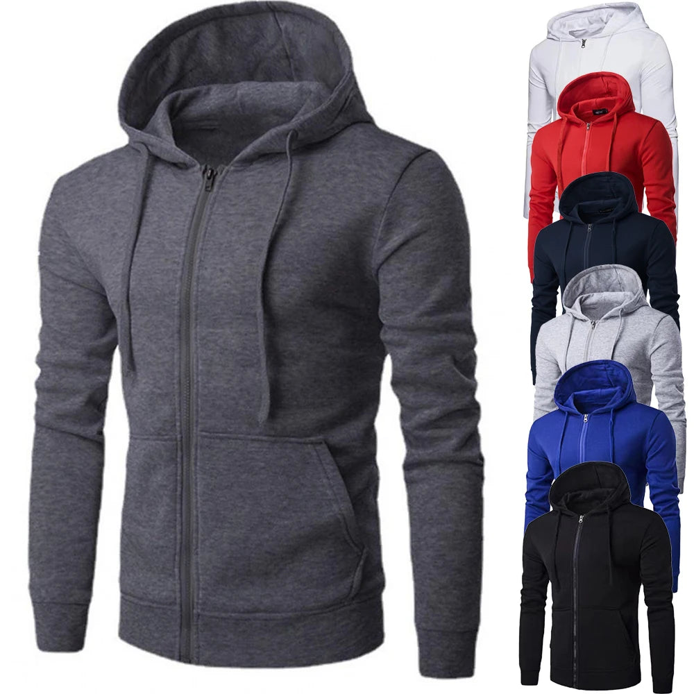 Autumn Men Sweatshirts Long Sleeve Jacket Hoodie Zipper Closure Jacket Male