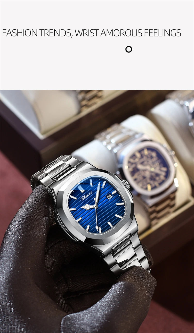 CHENXI 8222 Men's Quartz Watch Luxury Stainless Steel Wristwatch Waterproof
