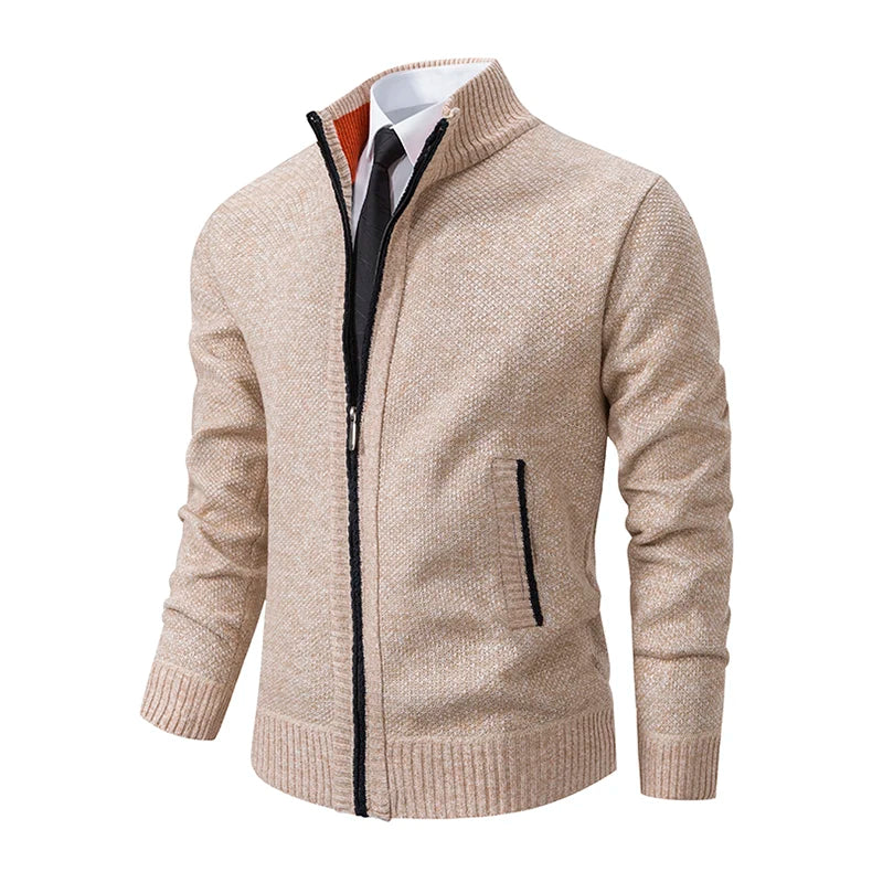 Autumn And Winter New Jersey Men's Casual Sports Coat Solid Color Stand Collar