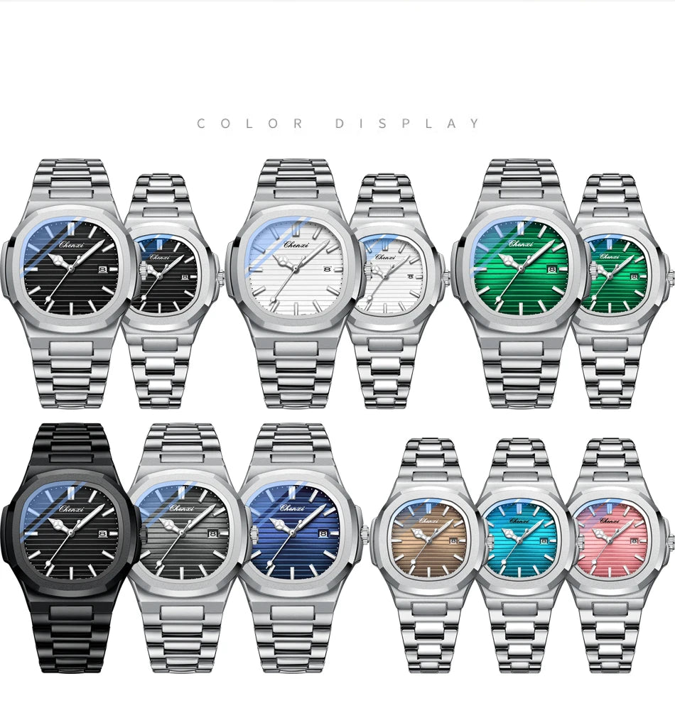 CHENXI 8222 Men's Quartz Watch Luxury Stainless Steel Wristwatch Waterproof