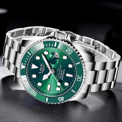 LIGE Top Brand Luxury Fashion Diver Watch Men 30ATM Waterproof Date Clock