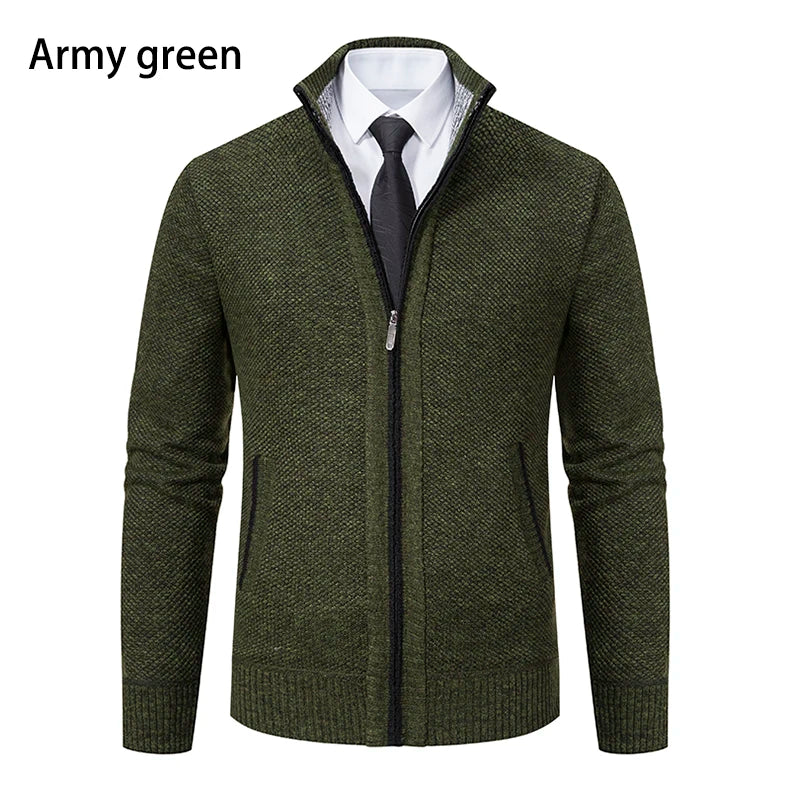 Autumn And Winter New Jersey Men's Casual Sports Coat Solid Color Stand Collar