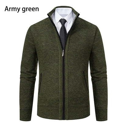 Autumn And Winter New Jersey Men's Casual Sports Coat Solid Color Stand Collar