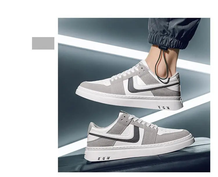 2024 Spring/Summer New Men's Fashion Casual Board Shoes Color Blocking Lace Up
