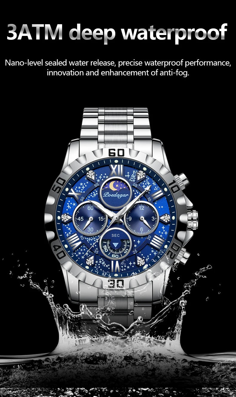POEDAGAR Luxury Watch for Man Quartz Sports Men Watch Waterproof Luminous