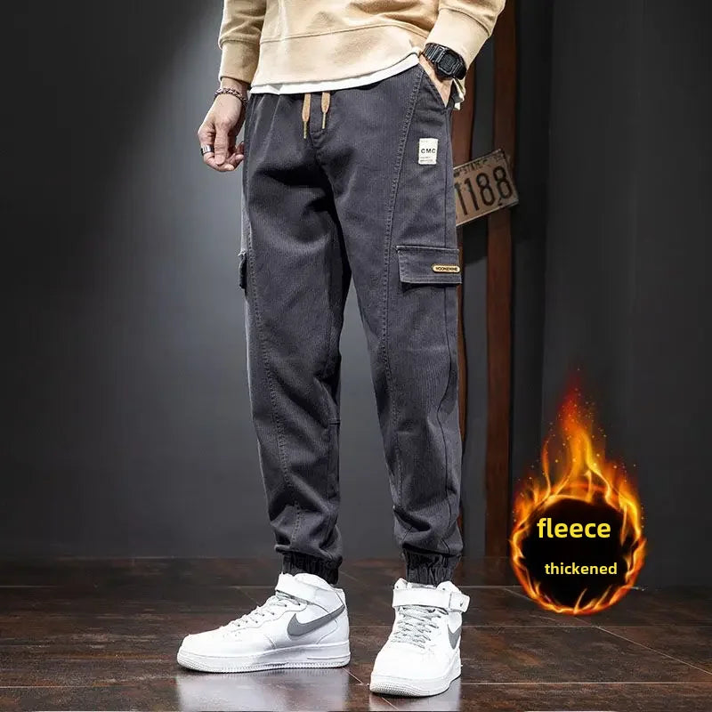 Thickened Fleece-lined Men's Winter Pants New Style Casual Loose Fit Trendy
