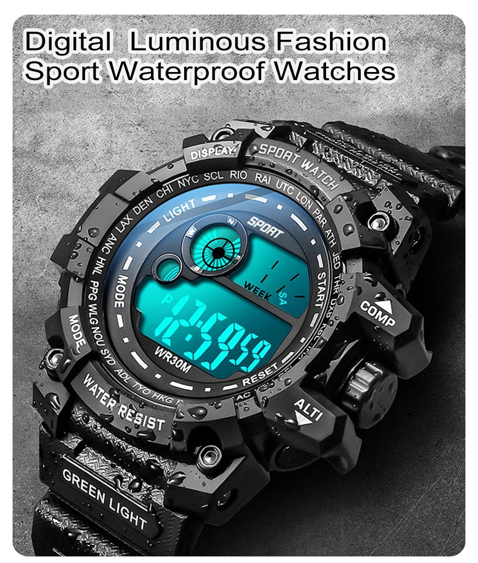 New Men LED Digital Watches Luminous Fashion Sport Waterproof Watches For Man