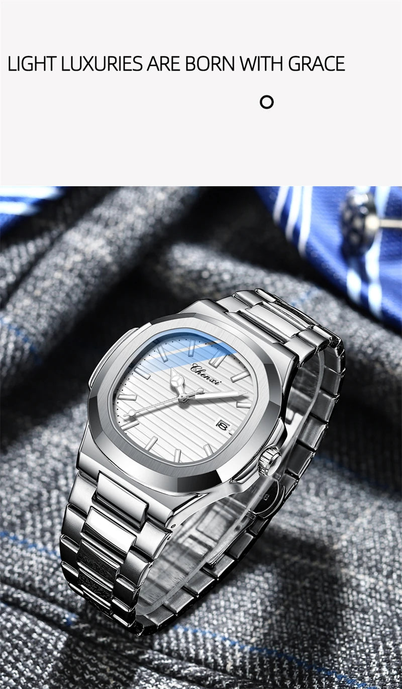 CHENXI 8222 Men's Quartz Watch Luxury Stainless Steel Wristwatch Waterproof