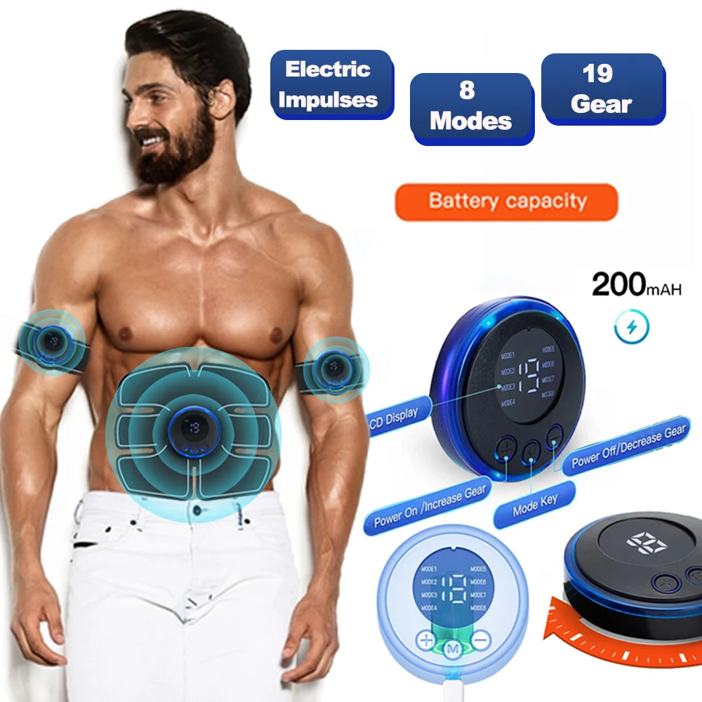 Electric Muscle Stimulator EMS Abdominal Fitness Stickers Rechargeable Body Slim