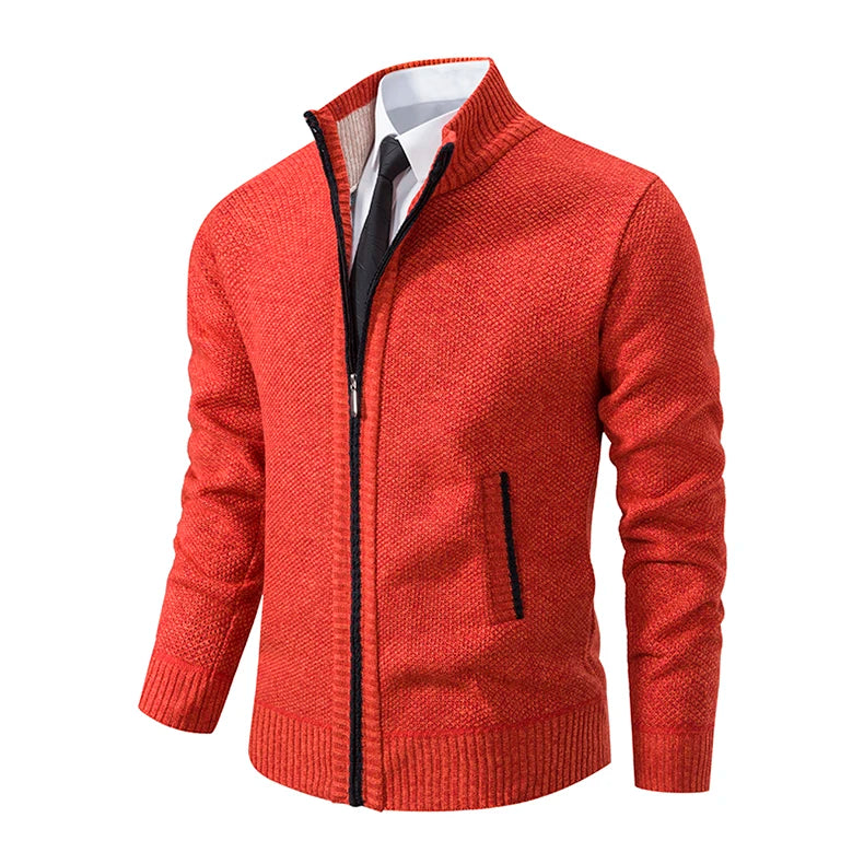 Autumn And Winter New Jersey Men's Casual Sports Coat Solid Color Stand Collar